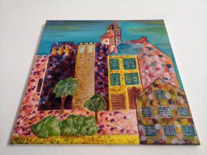 Peinture à l'huile écrivain amateur Inès MAMI Peinture à l'huile 50 cm par 50 cm sur toile | Peinture Marseille